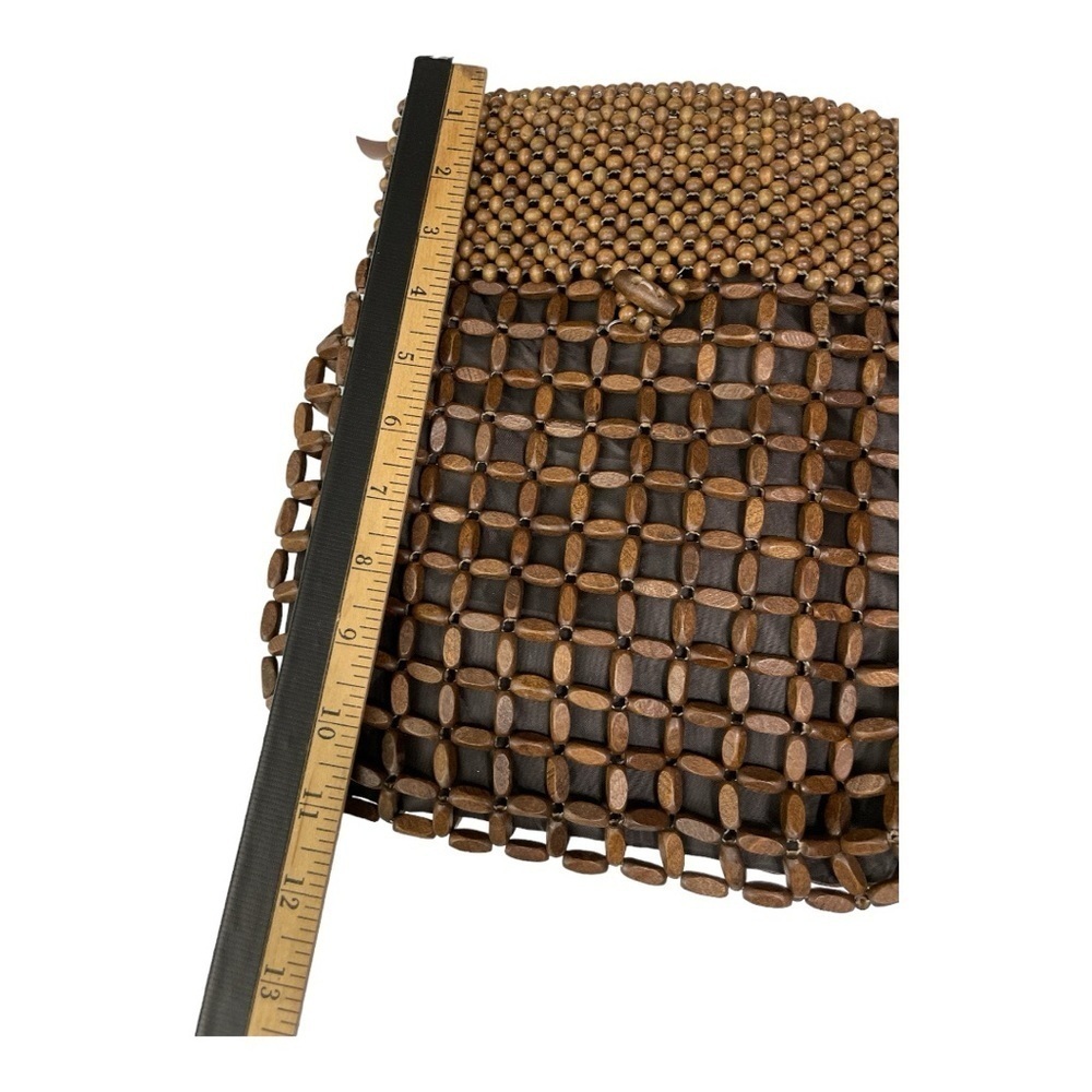 Wood Bead Backpack Lined Button Loop Closure Fest… - image 7